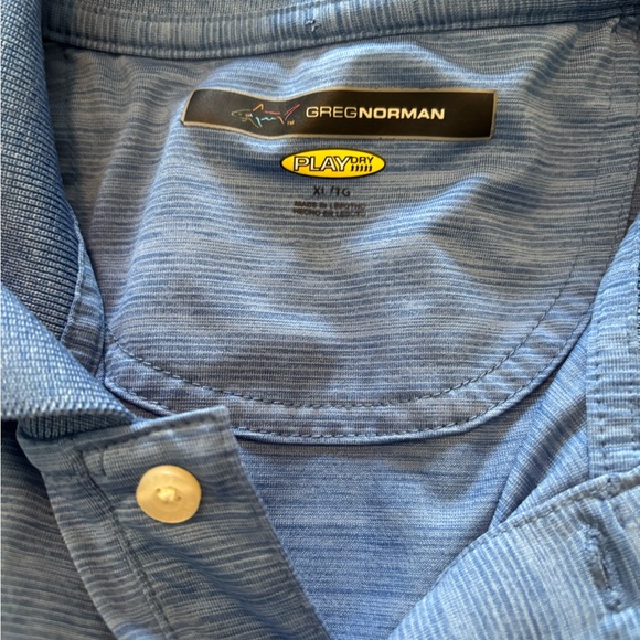 Greg Norman Collection Men's Blue Polo Shirt with Embroidered Shark - Picture 5 of 6